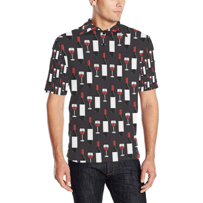 Wine Print Design LKS309 Men Polo Shirt
