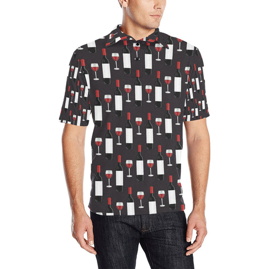 Wine Print Design LKS309 Men Polo Shirt