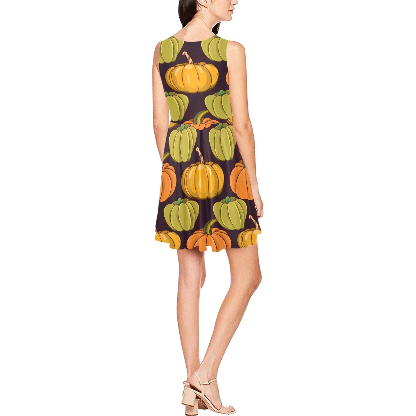 Pumpkin Pattern Print Design A01 Sleeveless Dress