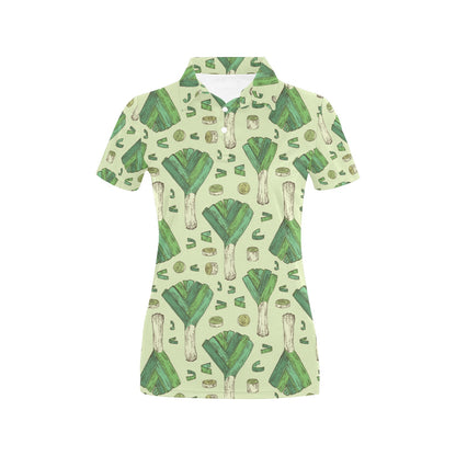Leek Pattern Print Design 04 Women's Polo Shirt