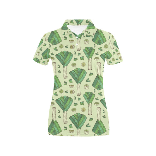 Leek Pattern Print Design 04 Women's Polo Shirt