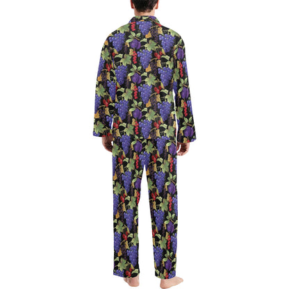 Grape Pattern Print Design GP05 Men's Long Pajama Set