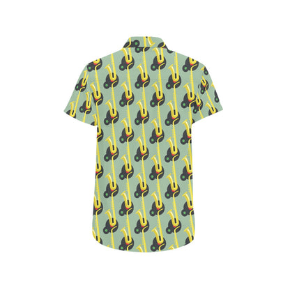 Saxophone Print Design LKS405 Men Short Sleeve Button Up Shirt