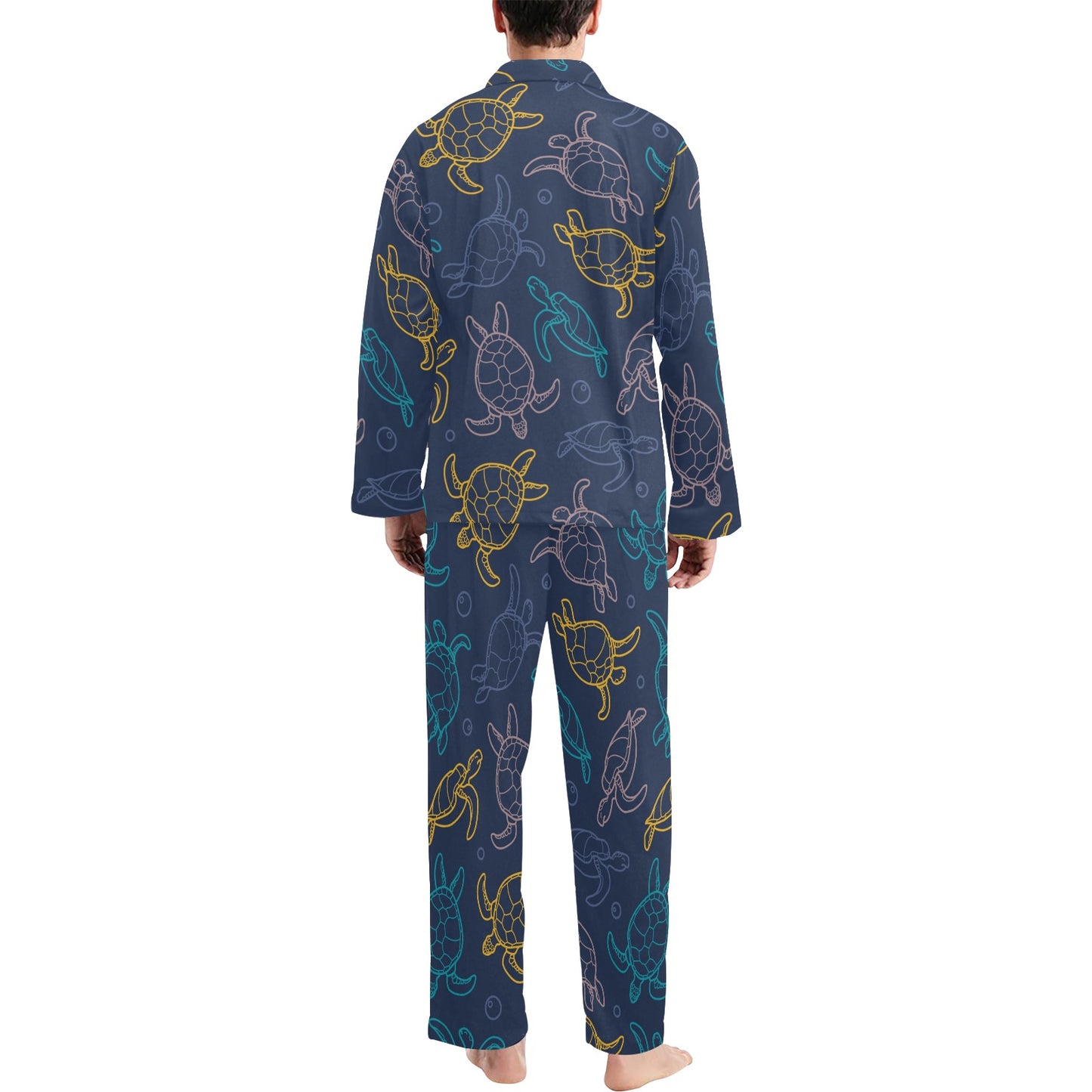Sea Turtle Baby Print Men's Long Pajama Set