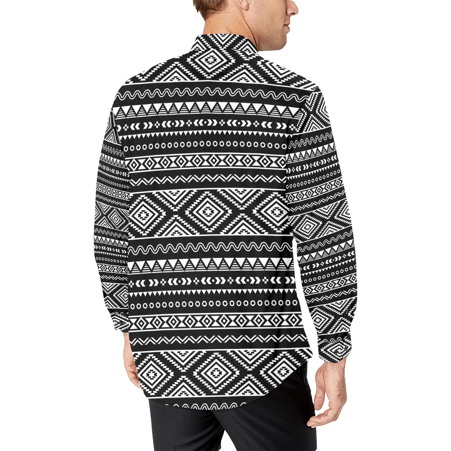 Tribal Pattern Print Design LKS301 Men's Long Sleeve Dress Shirt