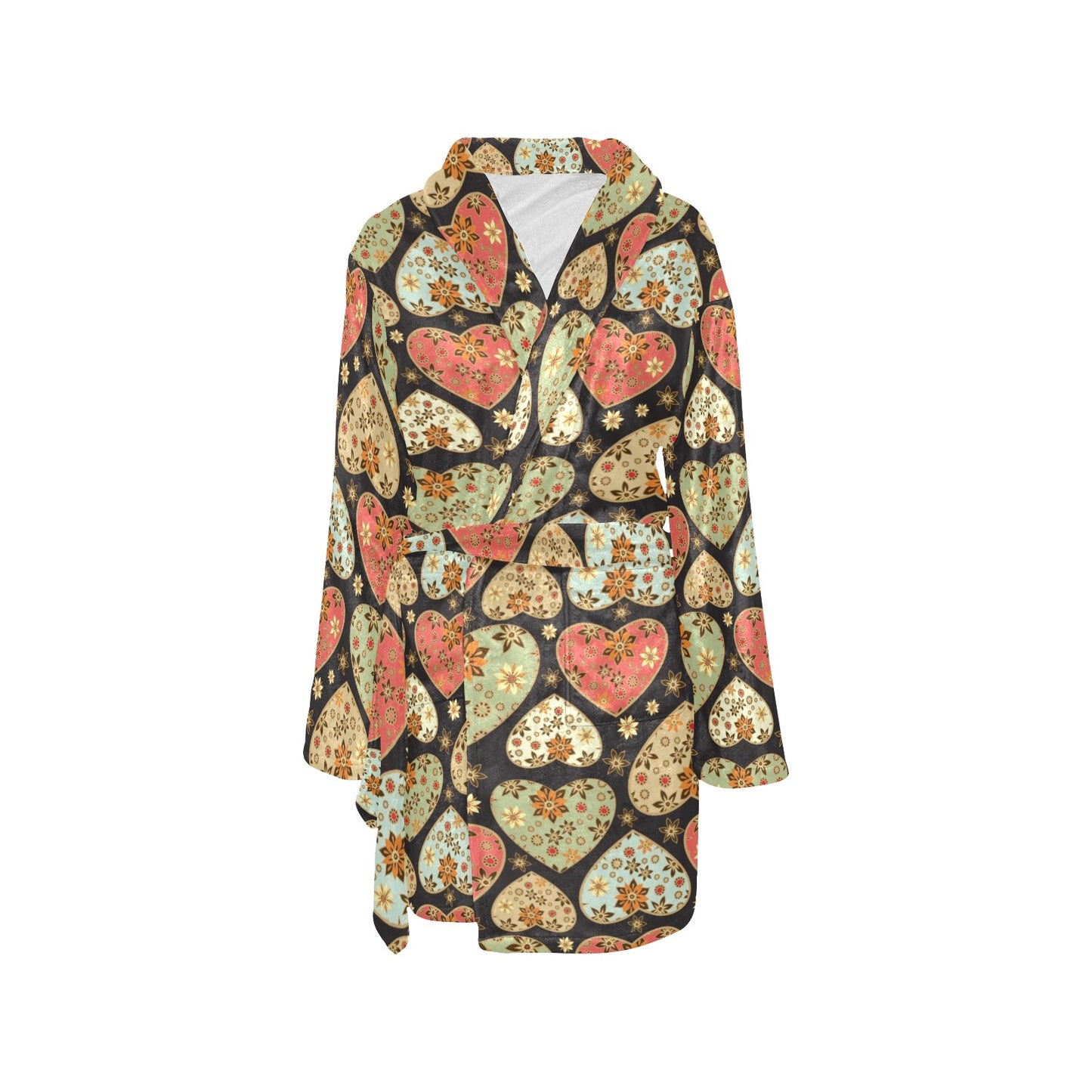 Heart Boho Pattern Print Design HE04 Women's Fleece Robe
