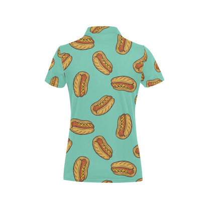 Hot Dog Pattern Print Design 04 Women's Polo Shirt