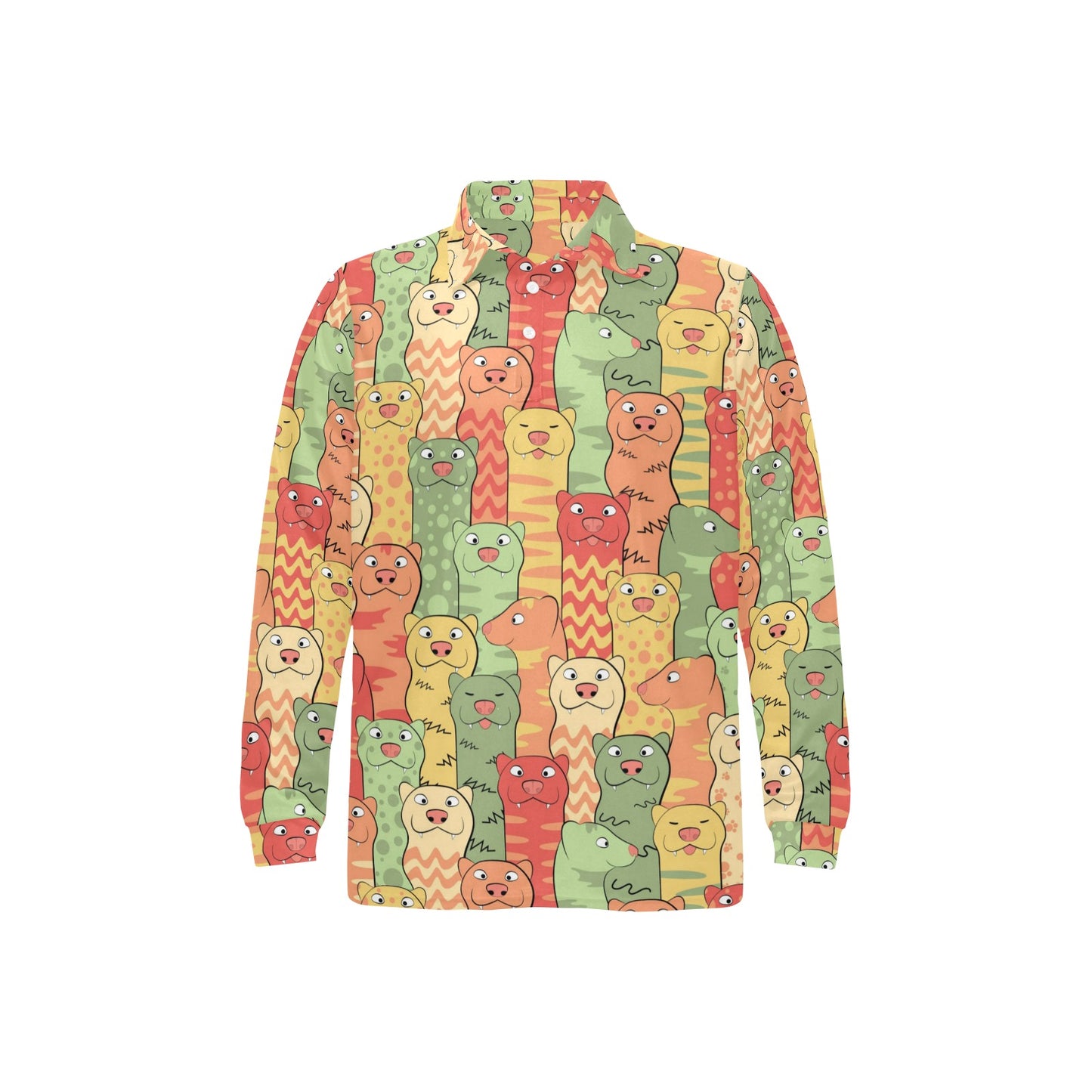 Ferret Pattern Print Design 01 Long Sleeve Polo Shirt For Men's