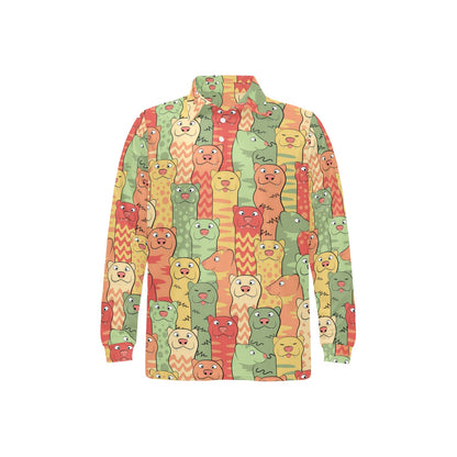 Ferret Pattern Print Design 01 Long Sleeve Polo Shirt For Men's