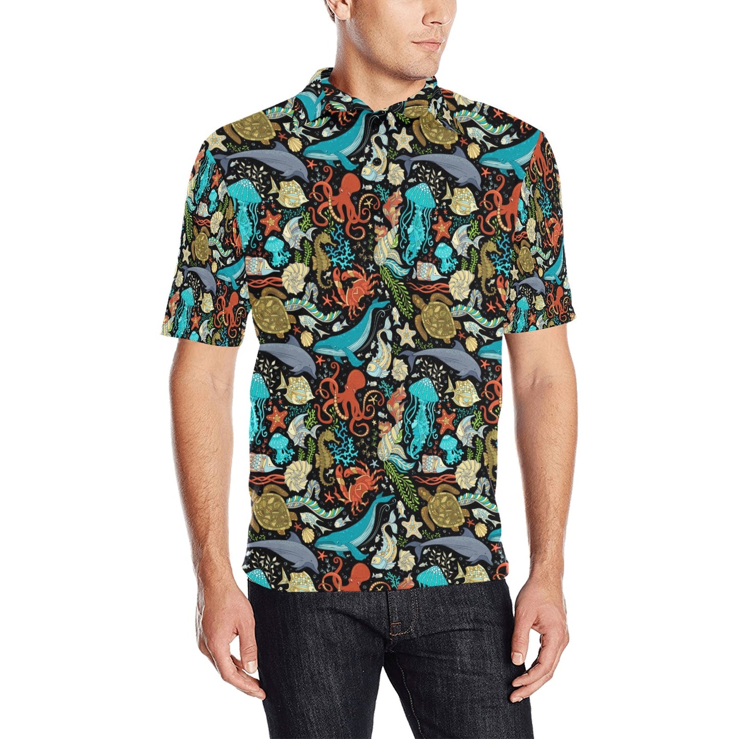 Underwater Animal Print Design LKS301 Men Polo Shirt