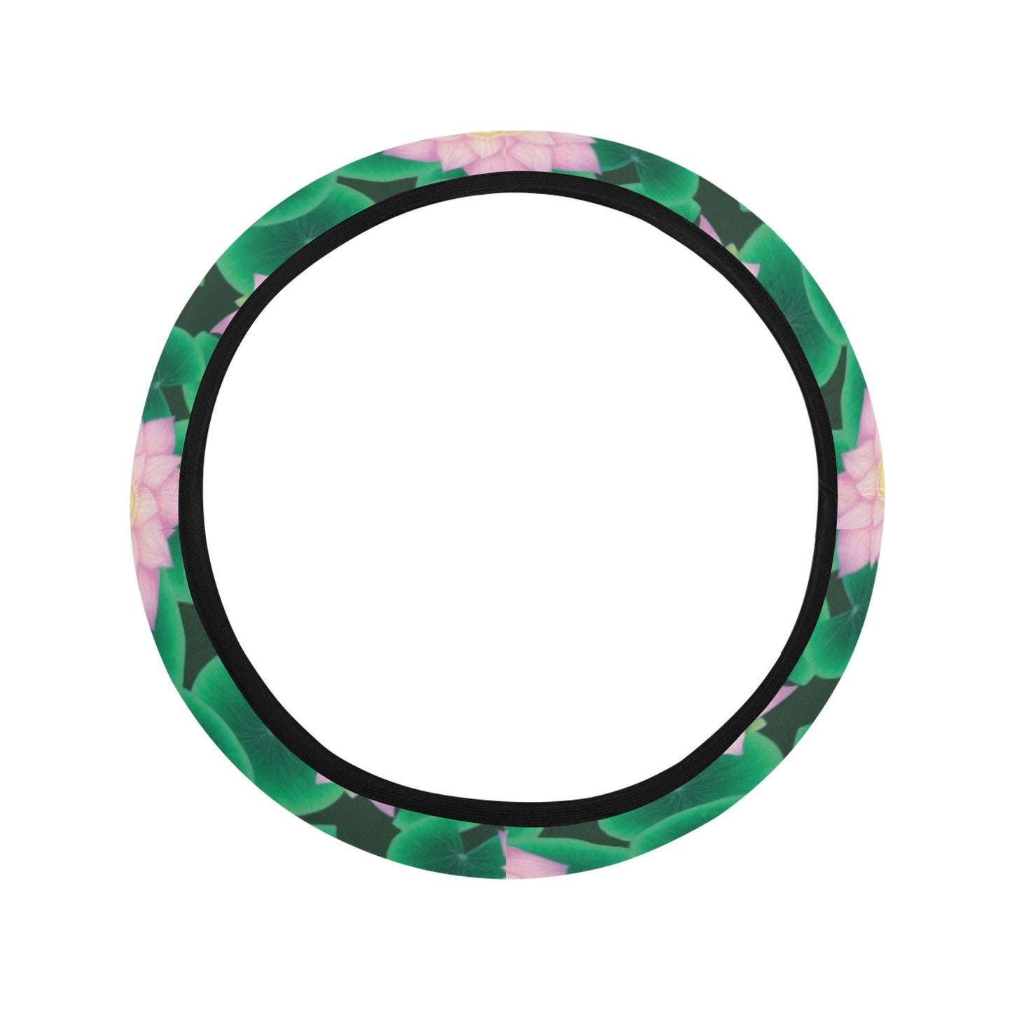 Water Lily Print Design LKS303 Steering Wheel Cover with Elastic Edge