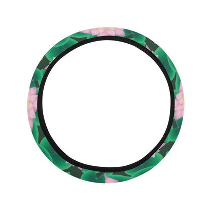 Water Lily Print Design LKS303 Steering Wheel Cover with Elastic Edge