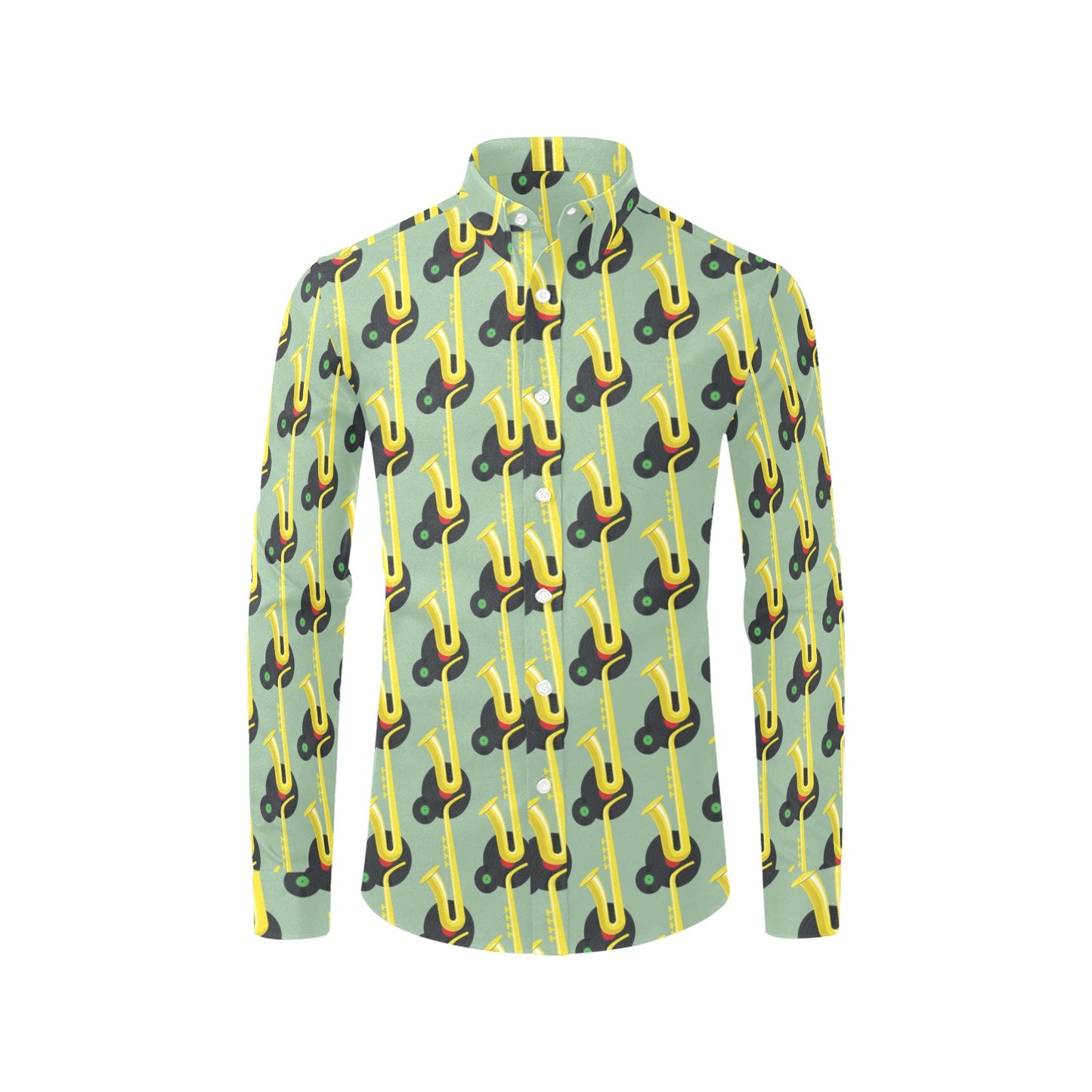 Saxophone Print Design LKS405 Men's Long Sleeve Dress Shirt