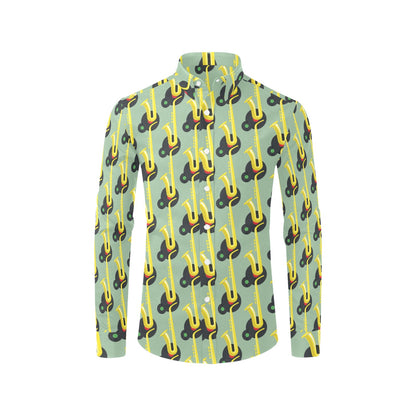 Saxophone Print Design LKS405 Men's Long Sleeve Dress Shirt