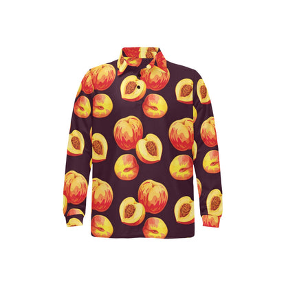 Peach Pattern Print Design A04 Long Sleeve Polo Shirt For Men's