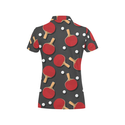 Ping Pong Pattern Print Design A05 Women's Polo Shirt