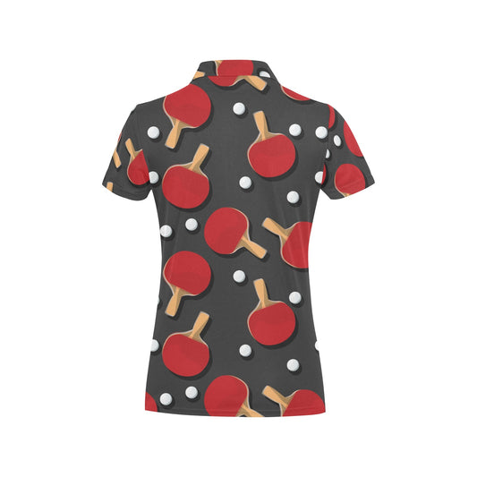 Ping Pong Pattern Print Design A05 Women's Polo Shirt