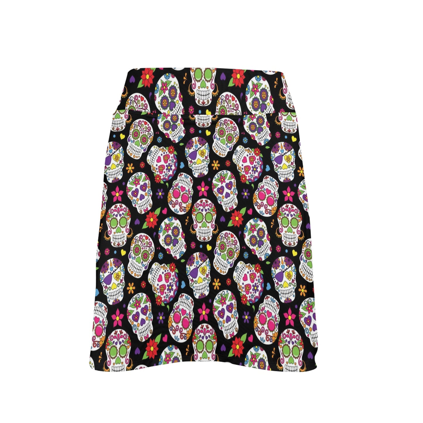 Sugar Skull Print Design LKS302 Women's Golf Skirt with Pocket