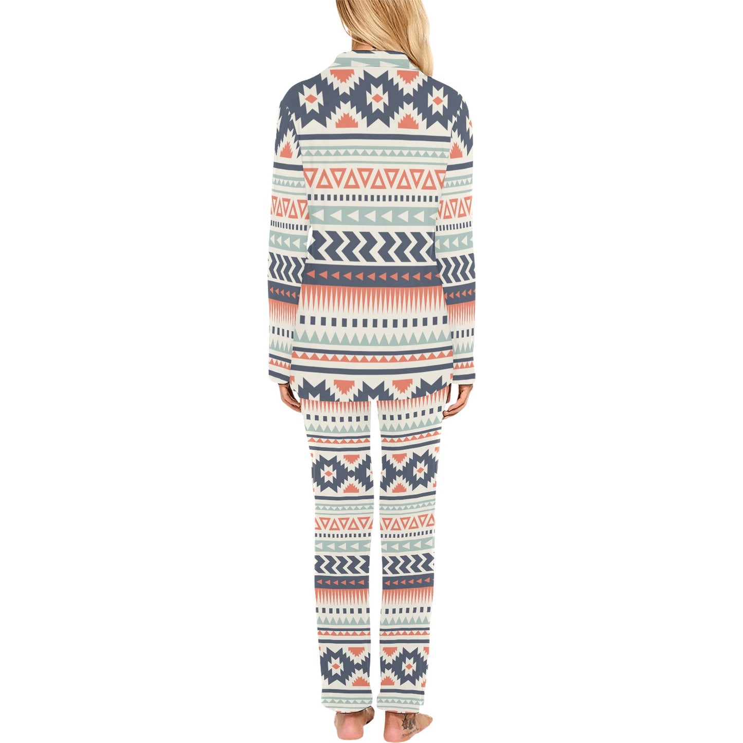 Tribal Aztec vintage pattern Women's Long Pajama Set