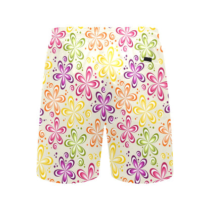 Flower Power Colorful Design Print Men's Swim Trunks Beach Shorts
