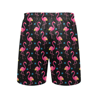 Flamingo Pink Neon Print Pattern Men's Swim Trunks Beach Shorts