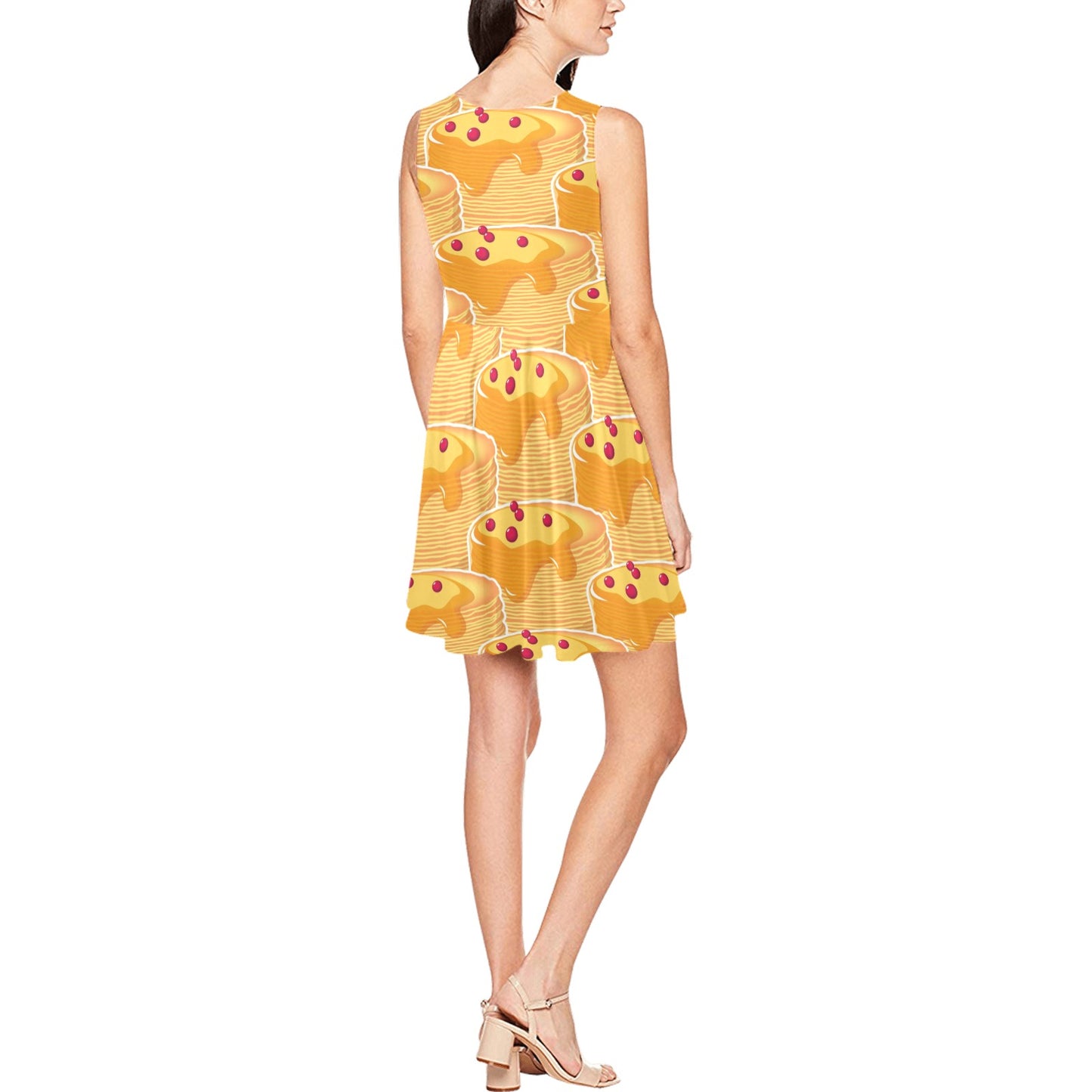 Pancake Pattern Print Design A04 Sleeveless Dress