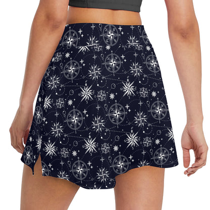Nautical Sky Design Themed Print 17" Golf & Pickleball Skort with Pockets