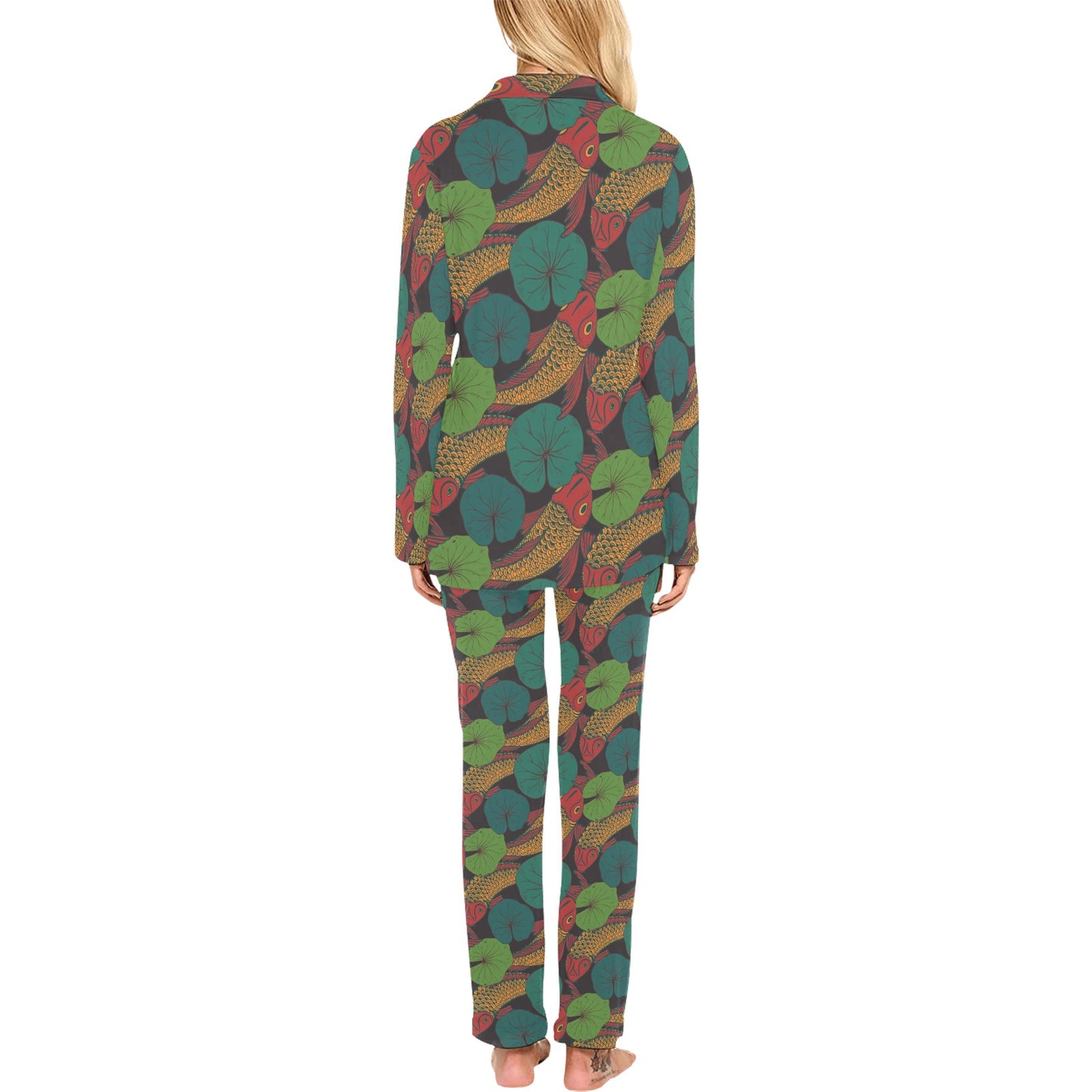 KOI Fish Pattern Print Design 01 Women's Long Pajama Set