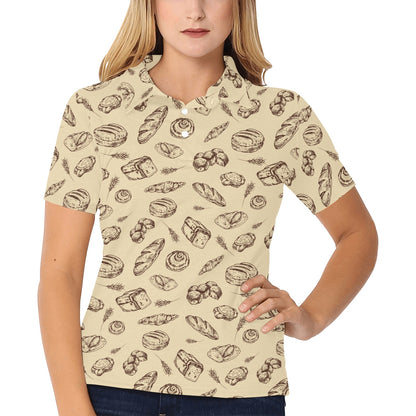 Bread Pattern Print Design 04 Women's Polo Shirt