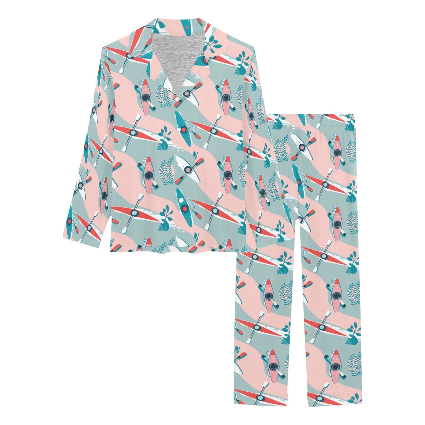 Kayak Pattern Print Design 05 Women's Long Pajama Set