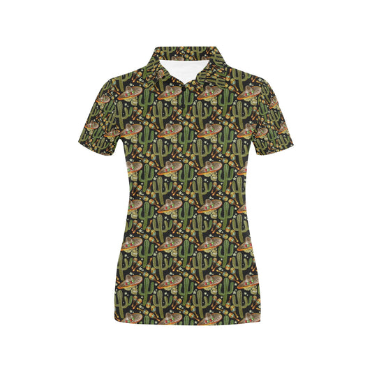 Western Style Print Women's Polo Shirt