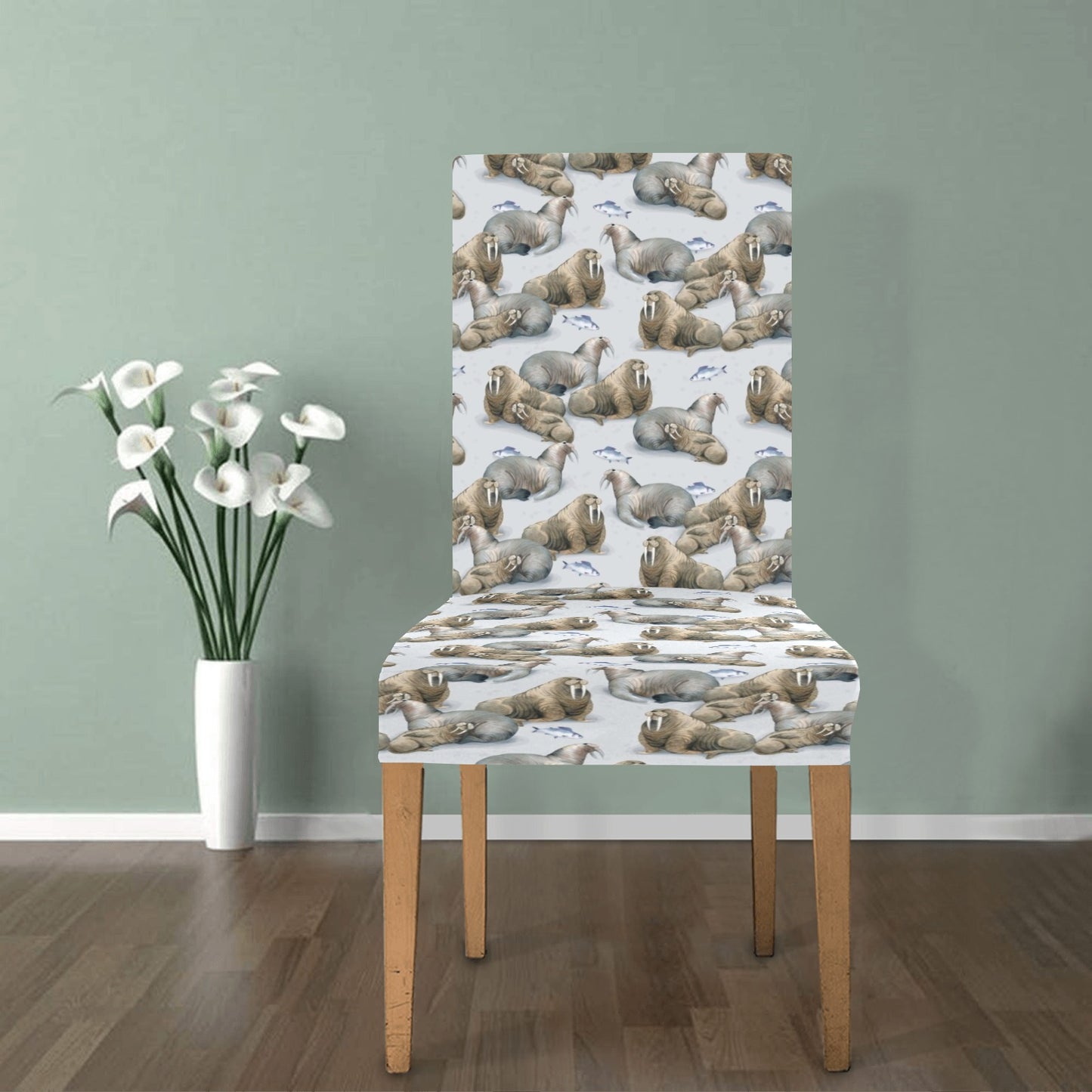 Walrus Print Design LKS401 Dining Chair Slipcover