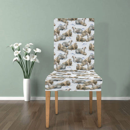 Walrus Print Design LKS401 Dining Chair Slipcover