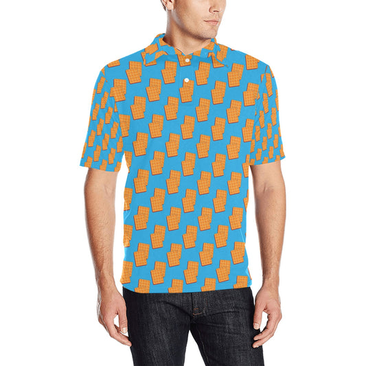 Waffle Print Design LKS304 Men Polo Shirt