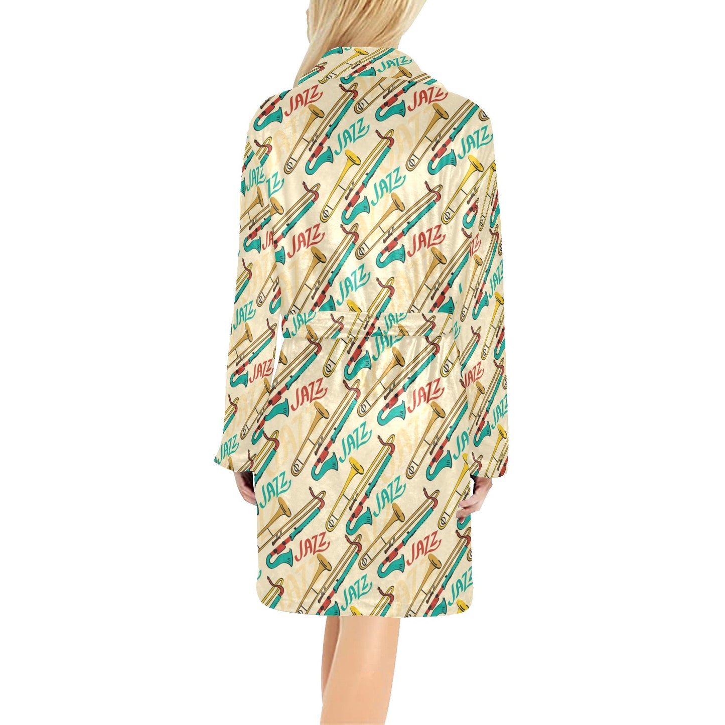 Trombone Pattern Print Design 03 Women's Fleece Robe