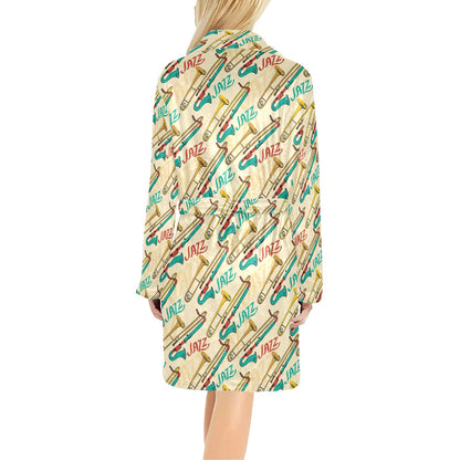 Trombone Pattern Print Design 03 Women's Fleece Robe