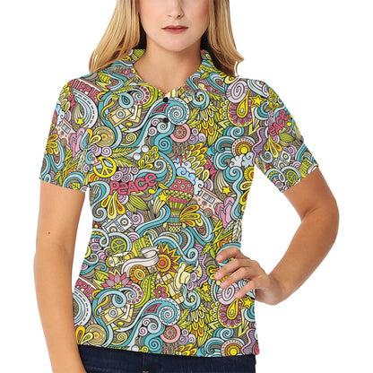 Hippie Print Design LKS301 Women's Polo Shirt