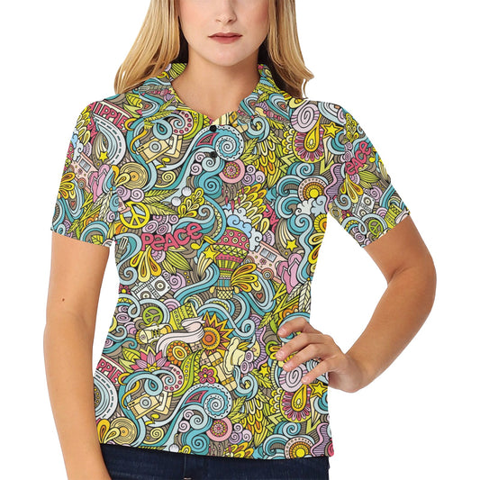 Hippie Print Design LKS301 Women's Polo Shirt