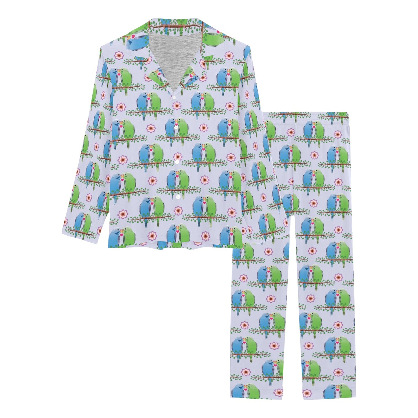 Budgerigar Pattern Print Design 05 Women's Long Pajama Set