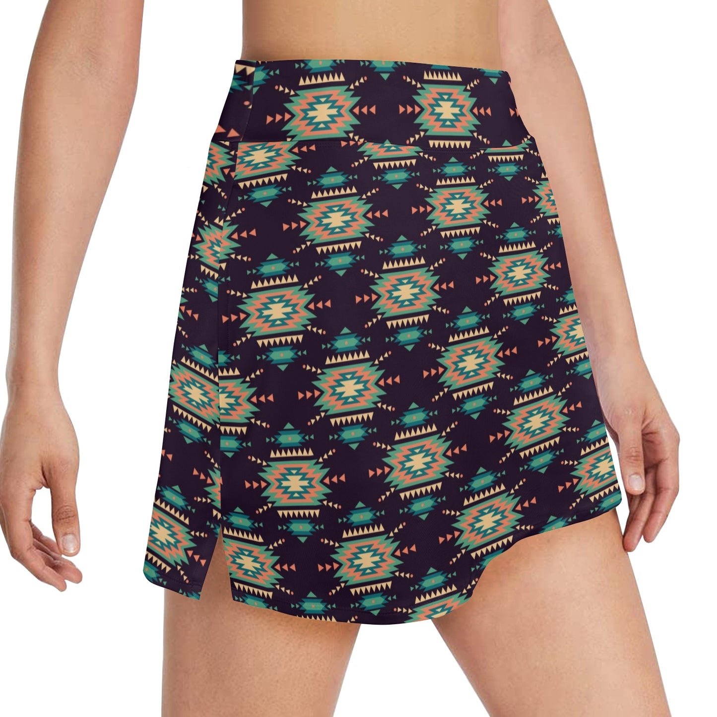 Navajo Geometric Style Print Pattern 17" Golf & Pickleball Skort with Pockets