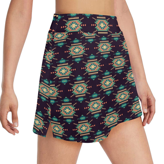 Navajo Geometric Style Print Pattern 17" Golf & Pickleball Skort with Pockets