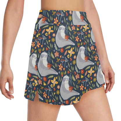 Sloth Print Design LKS303 17" Golf & Pickleball Skort with Pockets