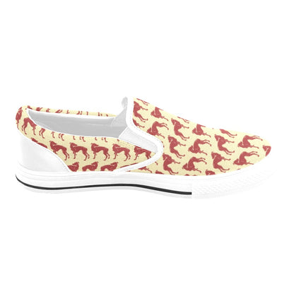 Whippets Print Design LKS301 White Slip Ons Canvas Women's Shoes