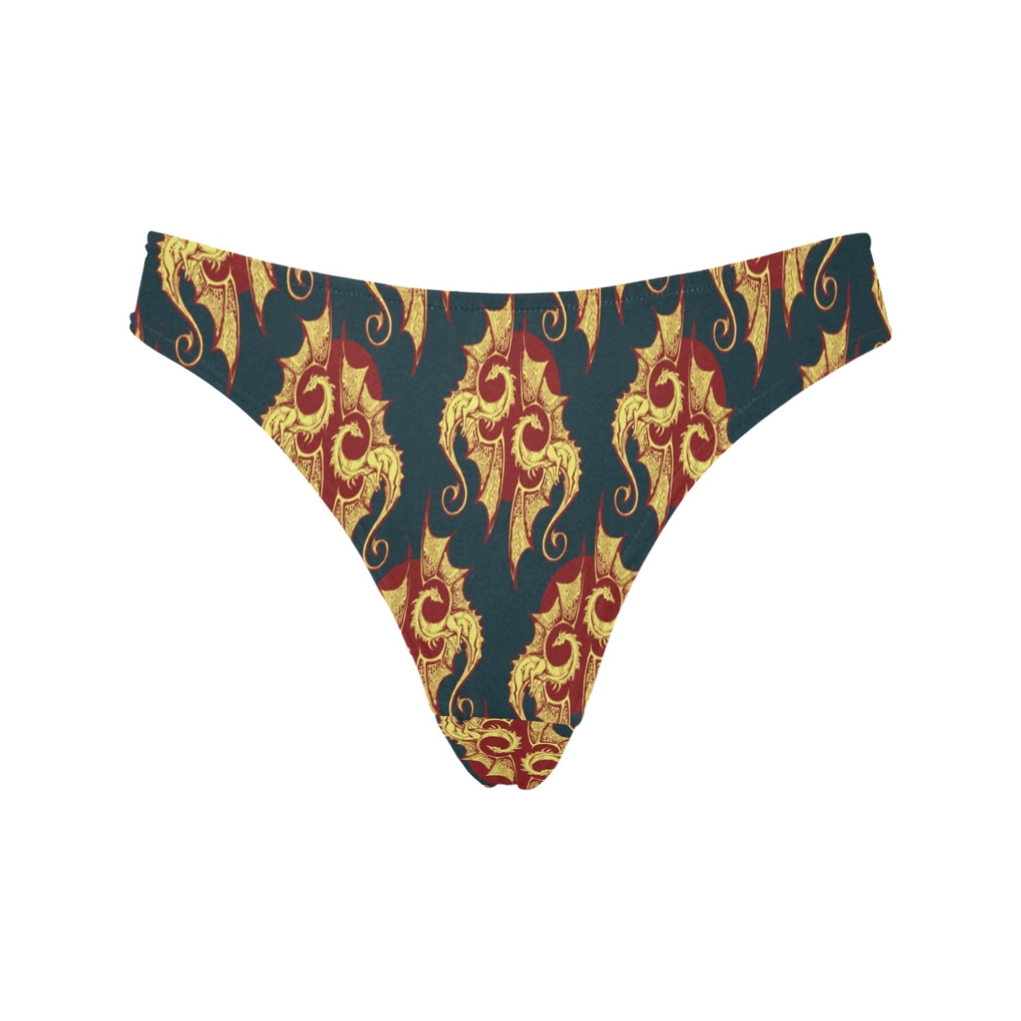 Dragons Gold Design Pattern Women's Thongs