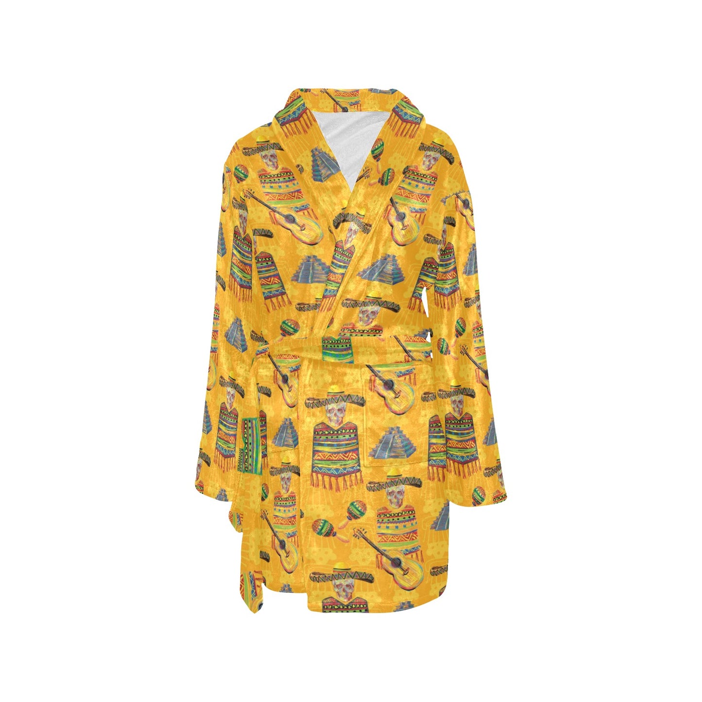 Maracas Mexican Style Pattern Print Design 02 Women's Fleece Robe