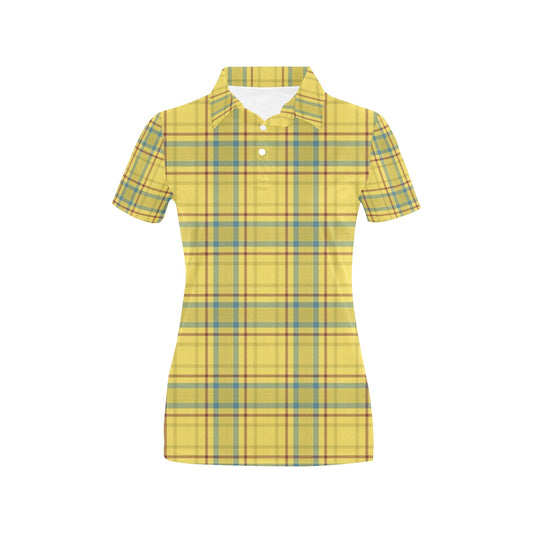 Tartan Yellow Print Design LKS301 Women's Polo Shirt