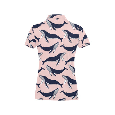 Humpback Whale Pattern Print Design 02 Women's Polo Shirt