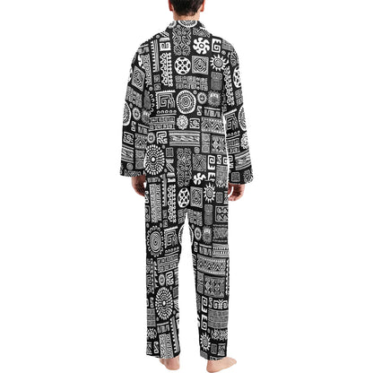 Polynesian Pattern Print Design A02 Men's Long Pajama Set