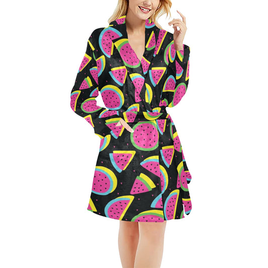Watermelon Pattern Print Design WM07 Women's Fleece Robe