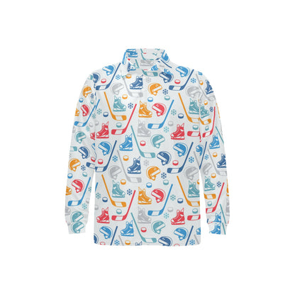 Hockey Equipment Print Design LKS301 Long Sleeve Polo Shirt For Men's